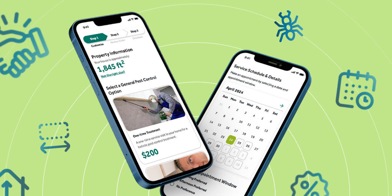 a couple of phones showing pricing and scheduling features